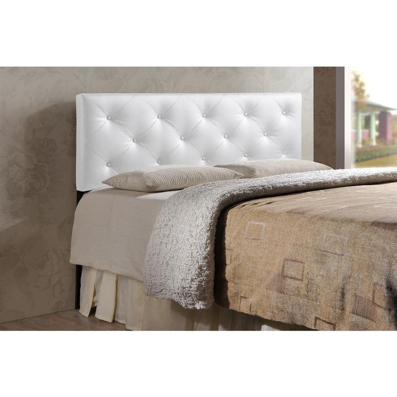 Baltimore Modern and Contemporary Full White Faux Leather Upholstered Headboard