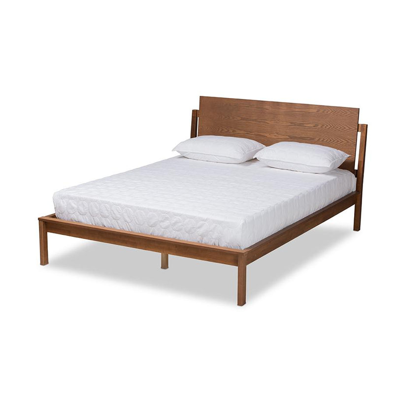 Giuseppe Modern and Contemporary Walnut Brown Finished Queen Size Platform Bed