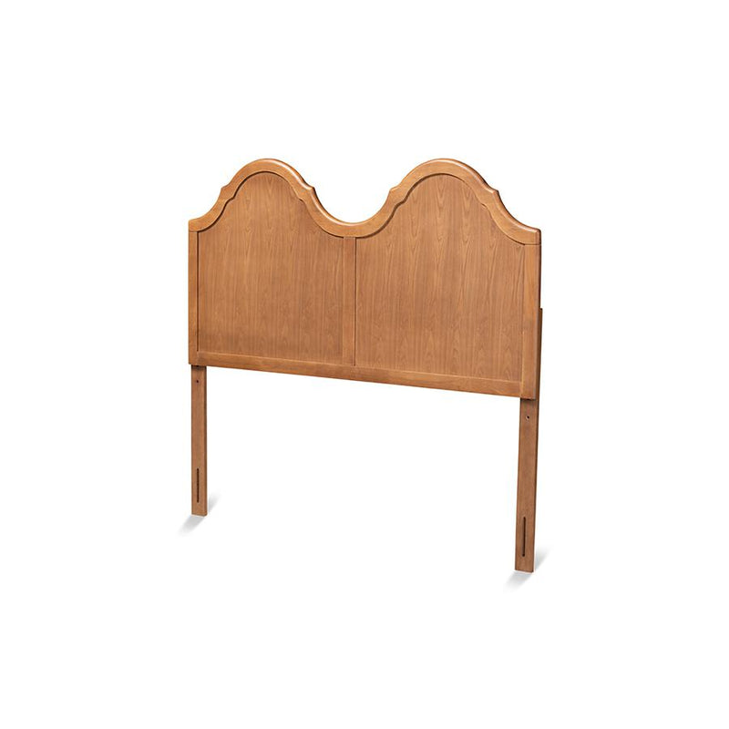 Traditional Ash Walnut Finished Wood Queen Size Arched Headboard