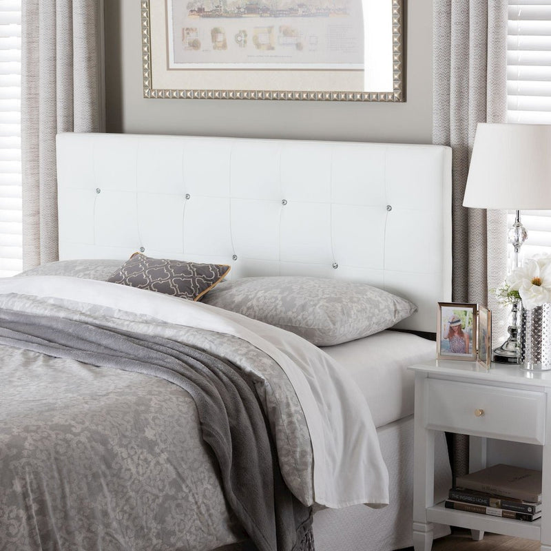 Dalini Modern and Contemporary Full White Faux Leather Headboard