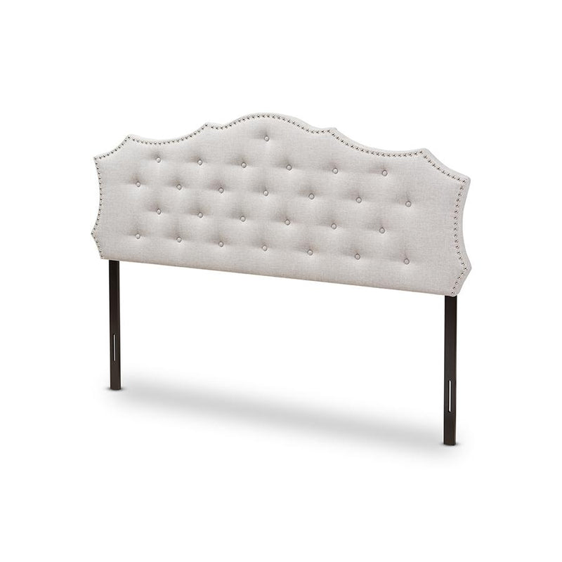 Aurora Modern and Contemporary Greyish Beige Fabric Queen Size Headboard