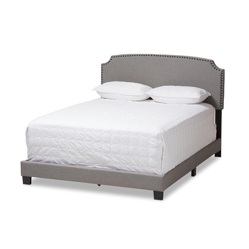 Odette Modern and Contemporary Light Grey Fabric Upholstered Queen Size Bed