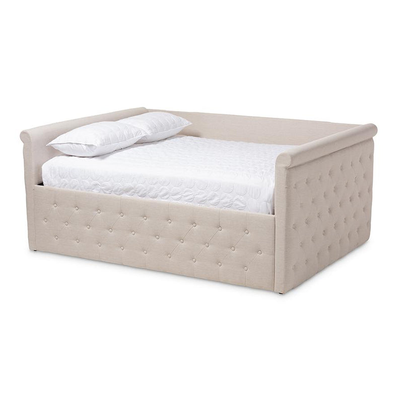 Amaya Modern and Contemporary Light Beige Fabric Upholstered Queen Size Daybed