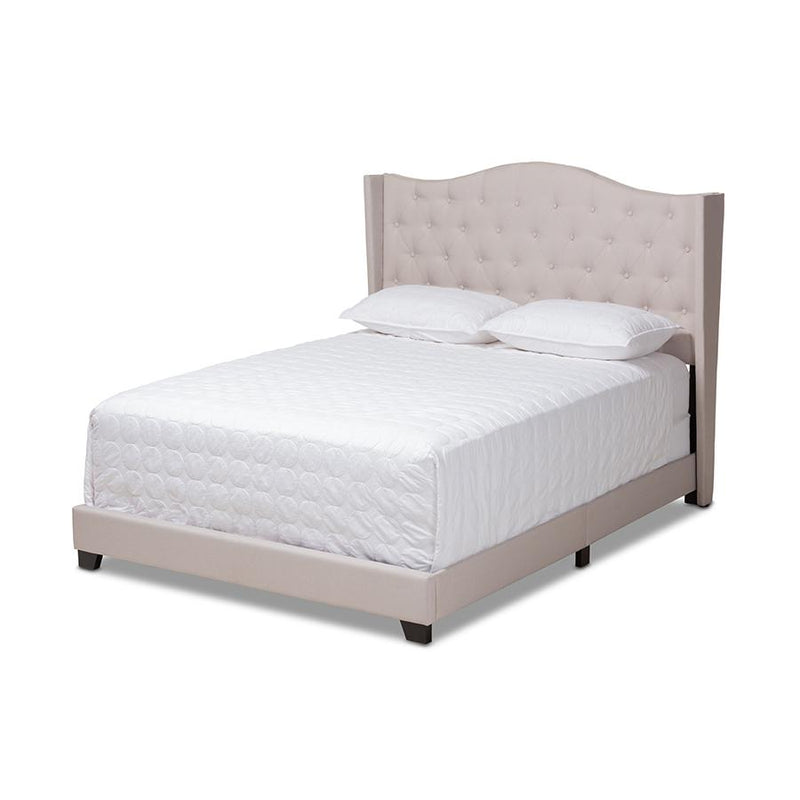 Alesha Modern and Contemporary Beige Fabric Upholstered Queen Size Bed