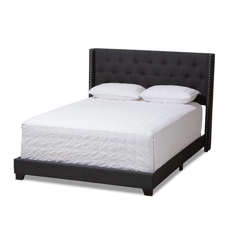 Brady Modern and Contemporary Charcoal Grey Fabric Upholstered Queen Size Bed