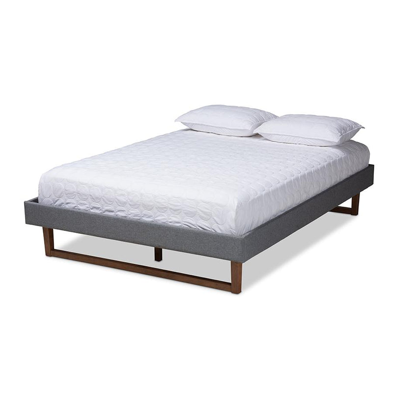 Walnut Brown Finished Wood King Size Platform Bed Frame