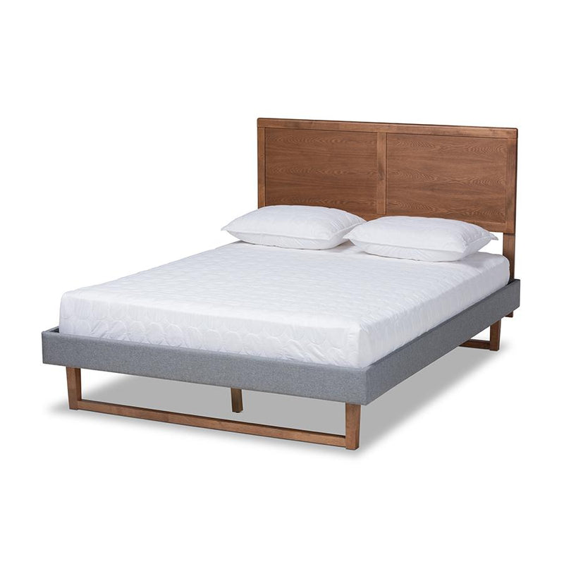 Ash Walnut Brown Finished Wood Queen Size Platform Bed