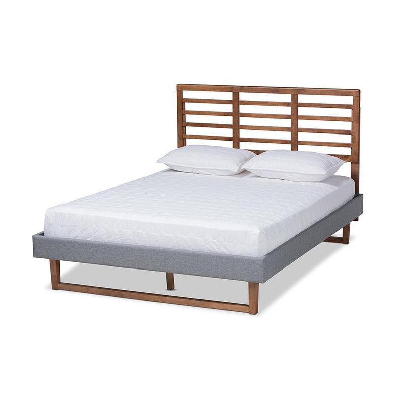 Ash Walnut Brown Finished Wood Queen Size Platform Bed