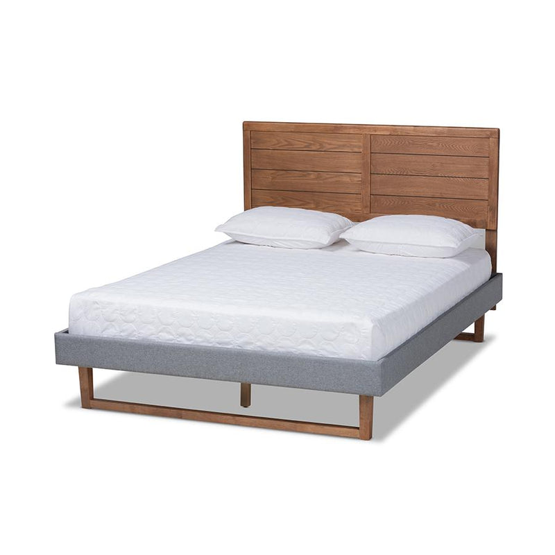 Ash Walnut Brown Finished Wood Queen Size Platform Bed