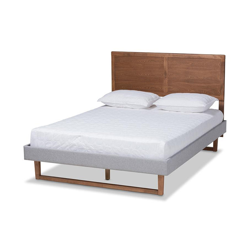 Ash Walnut Brown Finished Wood Queen Size Platform Bed