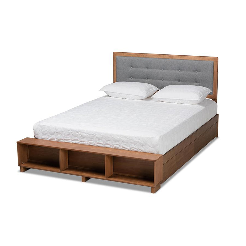 Walnut Brown Finished Wood 4-Drawer Queen Size Platform Storage Bed