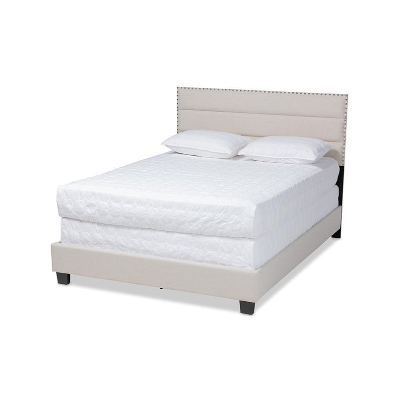 Ansa Modern and Contemporary Beige Fabric Upholstered Queen Size Bed