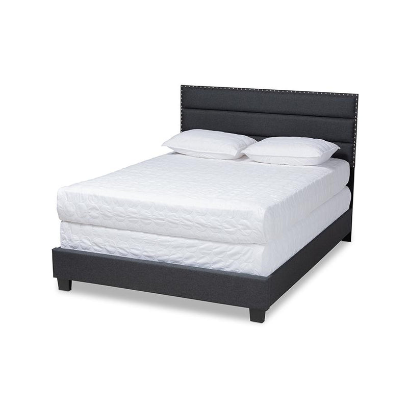 Ansa Modern and Contemporary Dark Grey Fabric Upholstered Queen Size Bed