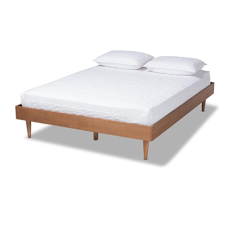 Rina Mid-Century Modern Ash Wanut Finished Queen Size Wood Bed Frame