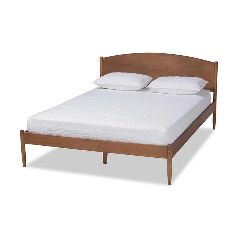 Leanora Mid-Century Modern Ash Wanut Finished Queen Size Wood Platform Bed