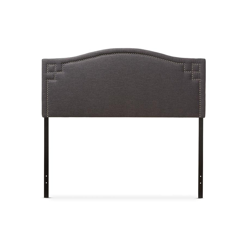 Aubrey Modern and Contemporary Dark Grey Fabric Upholstered Queen Size Headboard