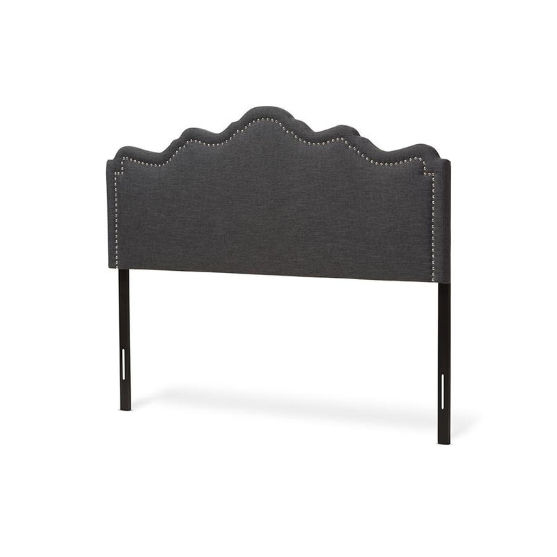 Nadeen Modern and Contemporary Dark Grey Fabric Queen Size Headboard