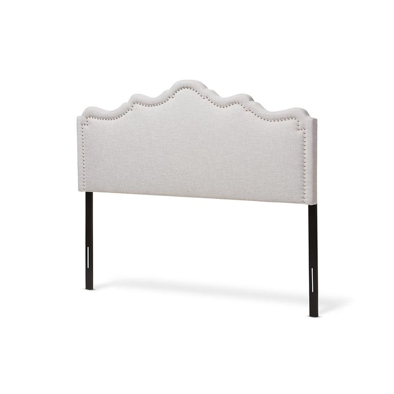 Nadeen Modern and Contemporary Greyish Beige Fabric Queen Size Headboard