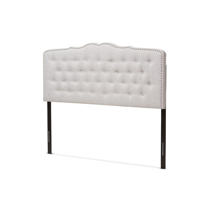 Lucy Modern and Contemporary Greyish Beige Fabric Queen Size Headboard