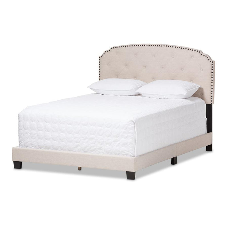 Lexi Modern and Contemporary Light Beige Fabric Upholstered Queen Size Bed