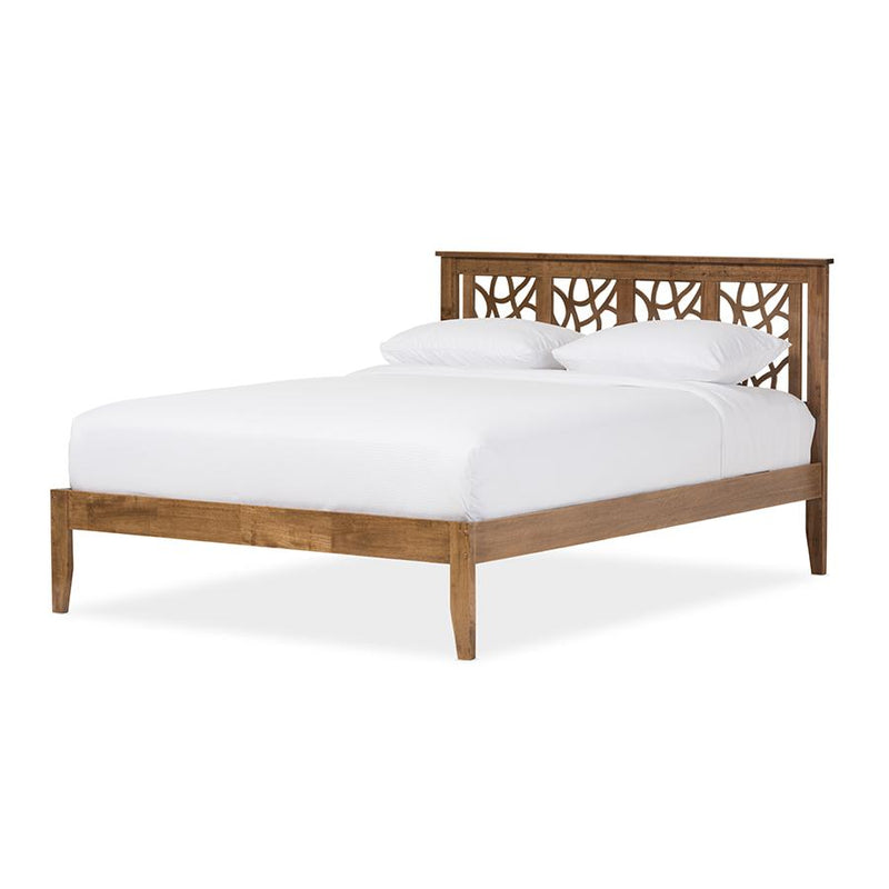 Trina Contemporary Tree Branch Inspired Walnut Wood King Size Platform Bed