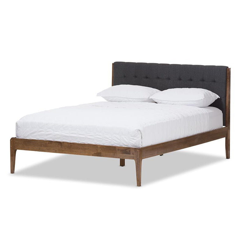 Medium Brown Finish Wood King Size Platform Bed