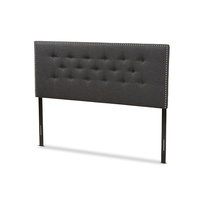 Windsor Modern and Contemporary Dark Grey Fabric King Size Headboard