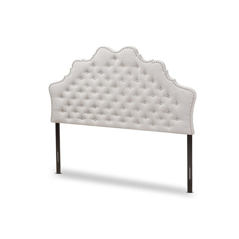 Hilda Modern and Contemporary Greyish Beige Fabric King Size Headboard