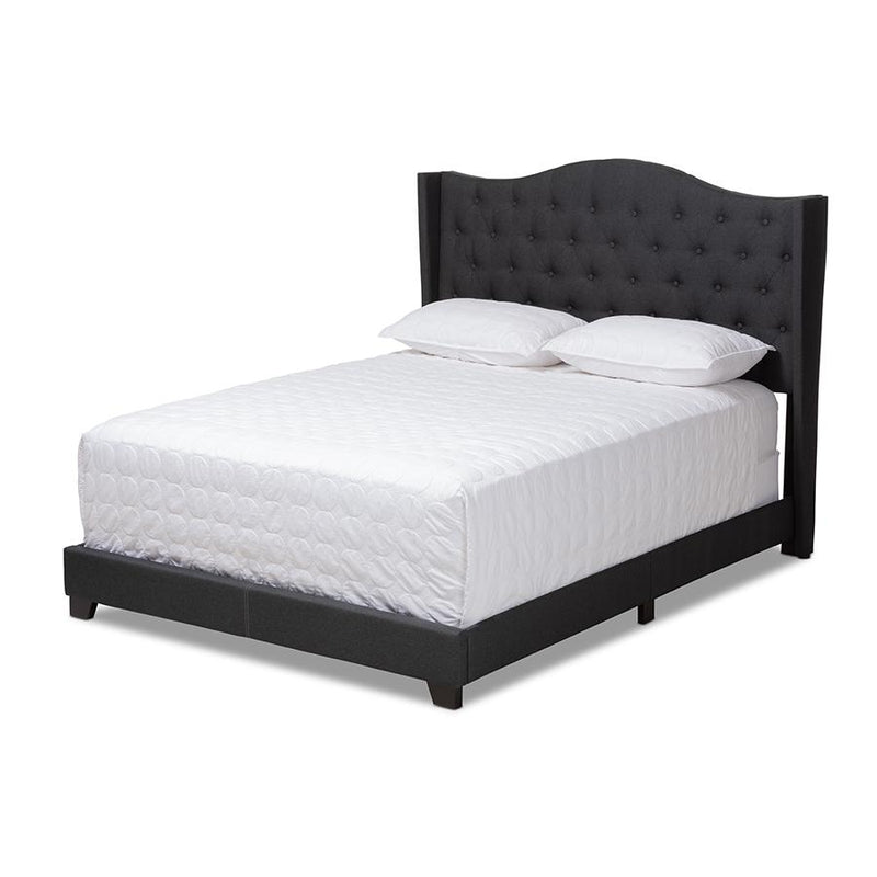 Alesha Modern and Contemporary Charcoal Grey Fabric Upholstered King Size Bed