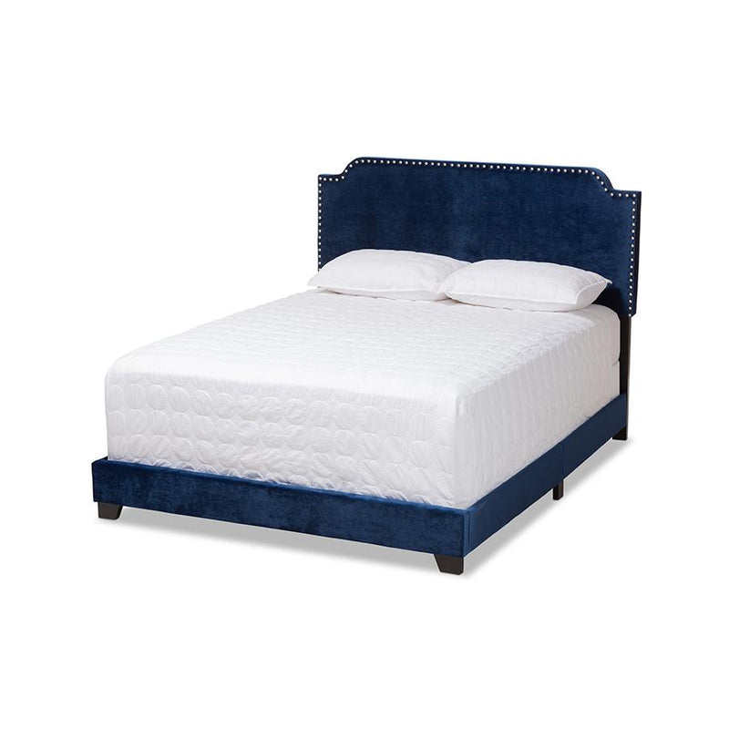 Baxton Studio Darcy Luxe and Glamour Navy Velvet Upholstered King Size Bed