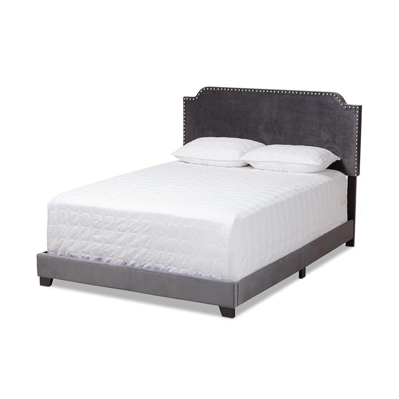 Baxton Studio Darcy Luxe and Glamour Dark Grey Velvet Upholstered King Size Bed