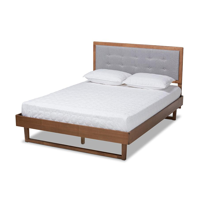 Ash Walnut Finished Wood King Size Platform Bed