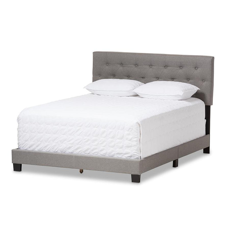 Cassandra Modern and Contemporary Light Grey Fabric Upholstered King Size Bed