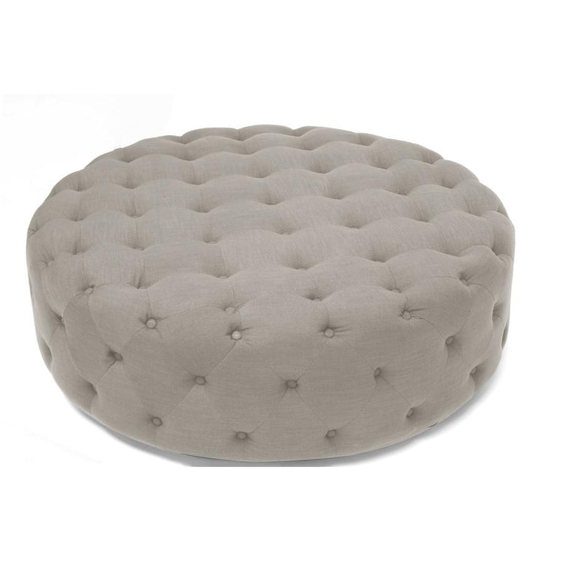 Baxton Studio Cardiff Beige Linen Modern Tufted Ottoman