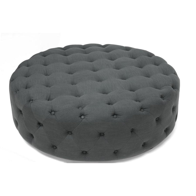 Baxton Studio Cardiff Dark Gray Linen Modern Tufted Ottoman