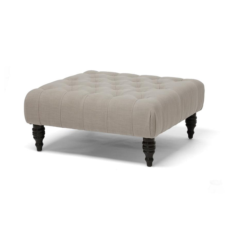 Baxton Studio Keswick Beige Linen Modern Tufted Ottoman