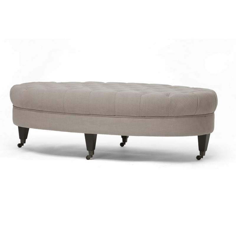 Baxton Studio Brighton Beige Linen Modern Tufted Ottoman