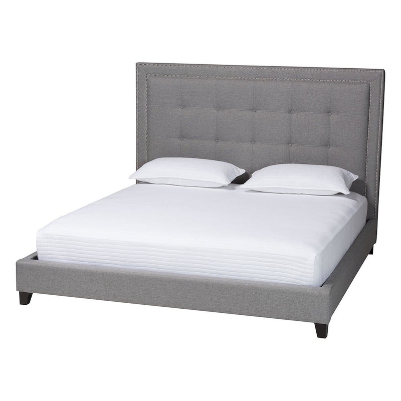 Baxton Studio Hirst Gray Platform Bed- King Size