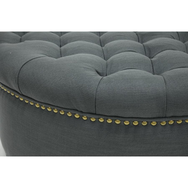 Baxton Studio Iglehart Gray Linen Modern Tufted Ottoman