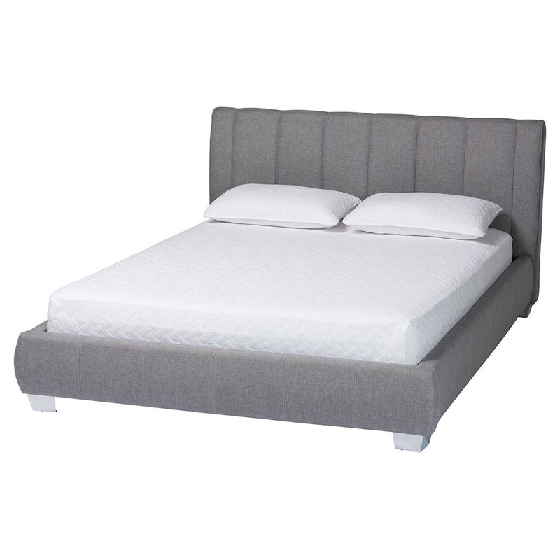 Baxton Studio Marzenia Contemporary Grey Fabric Queen Size Bed