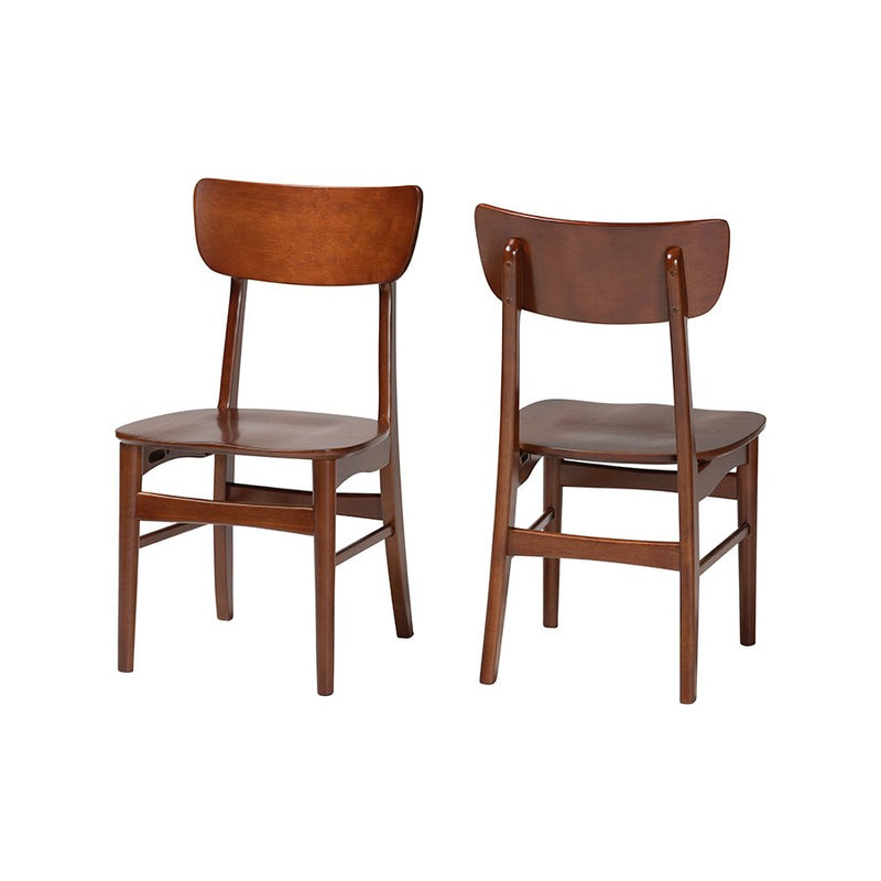 Scandinavian Style Dark Walnut Bent Wood Dining Side Chair (Set of 2)