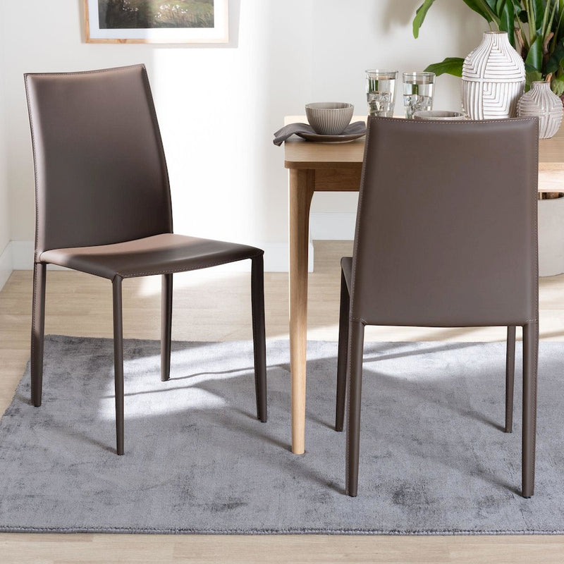 Taupe Bonded Leather Upholstered Dining Chair (Set of 2)