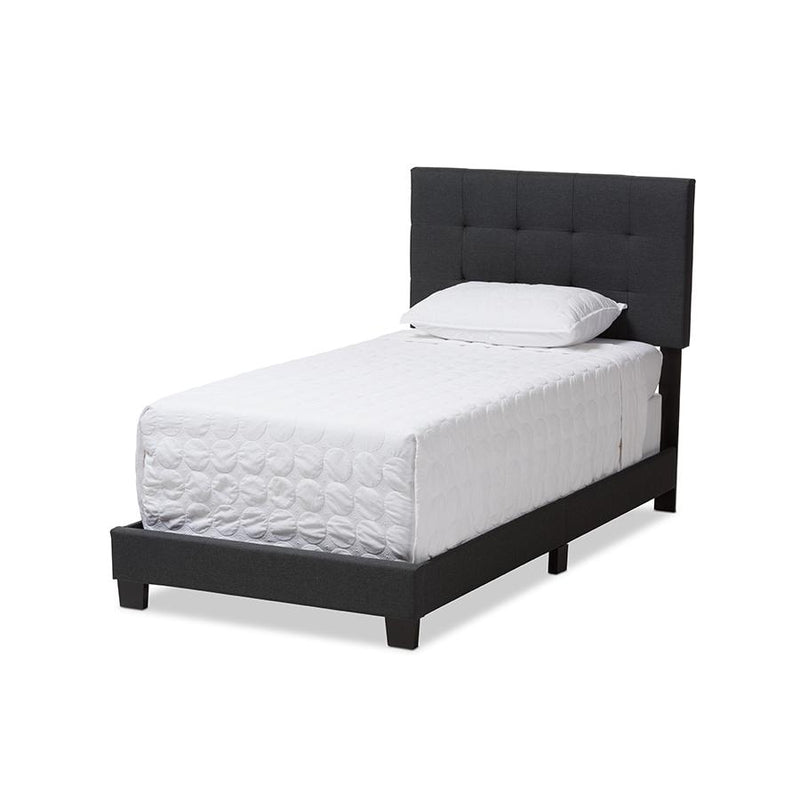 Brookfield Modern and Contemporary Charcoal Grey Fabric Twin Size Bed