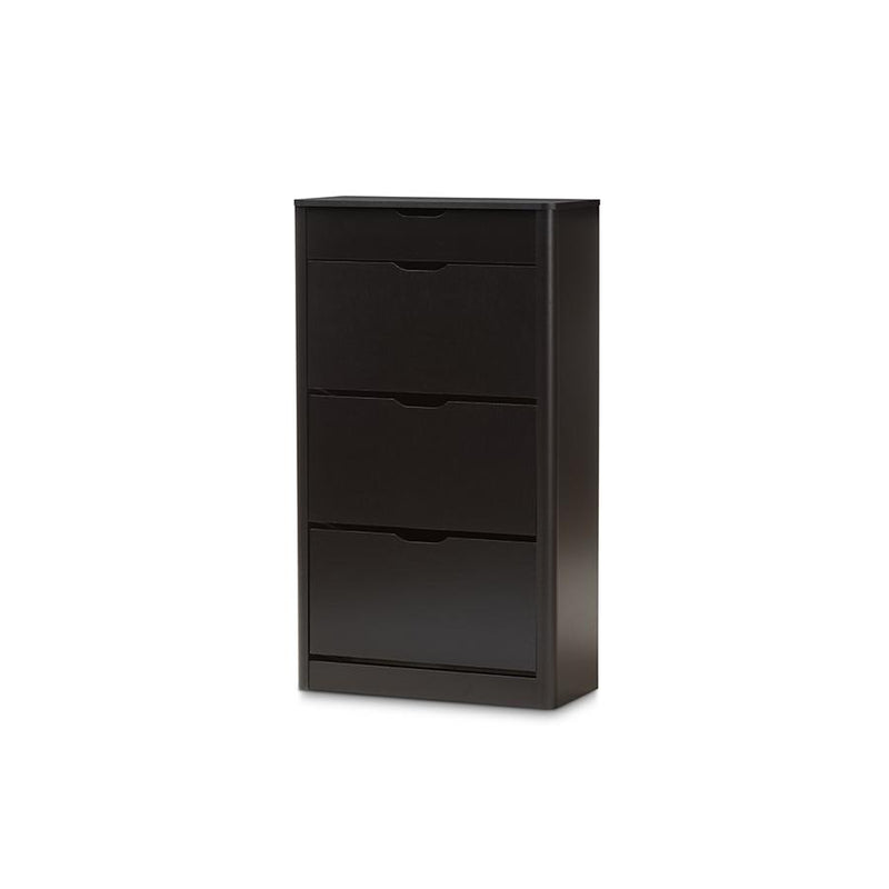 Baxton Studio Cayla Modern and Contemporary Black Wood Shoe Cabinet