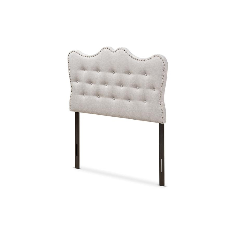 Emma Modern and Contemporary Greyish Beige Fabric Twin Size Headboard