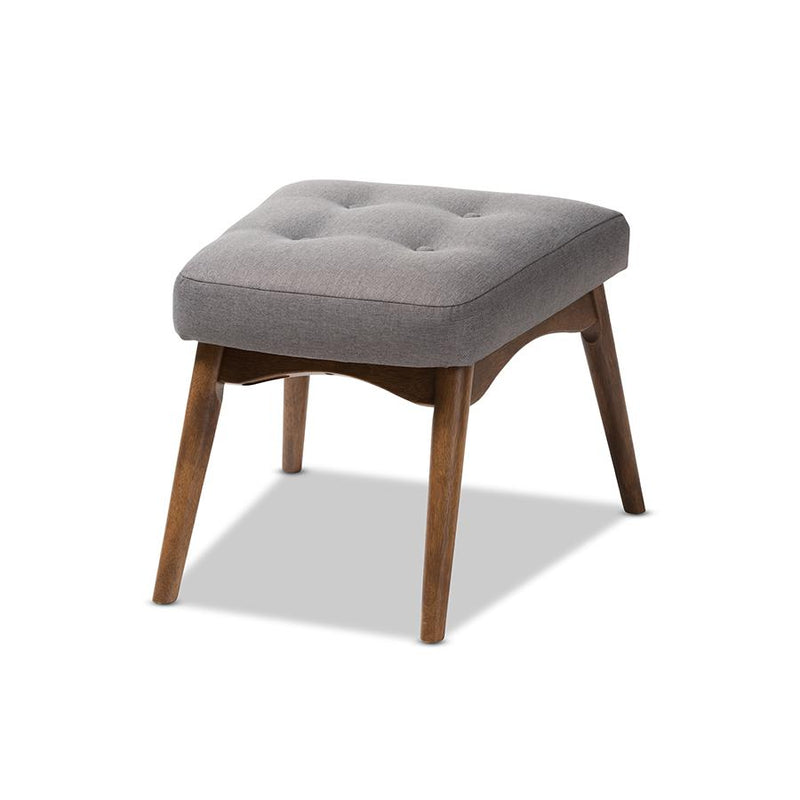 Baxton Studio Waldmann Mid-Century Modern Grey Fabric Upholstered Ottoman