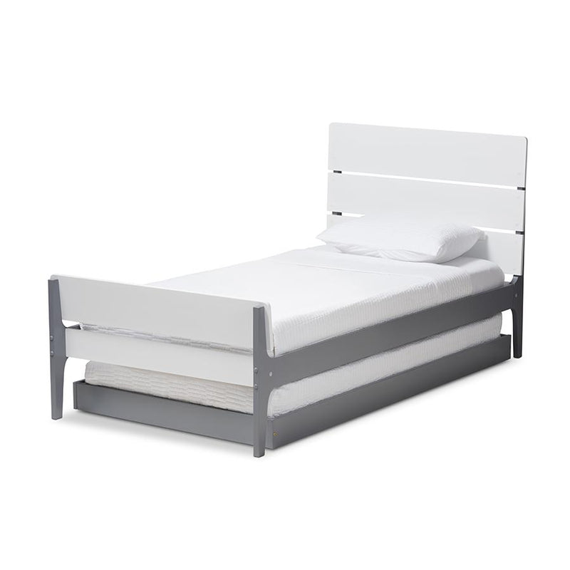 Classic Mission Style White and Grey-Finished Wood Twin Platform Bed