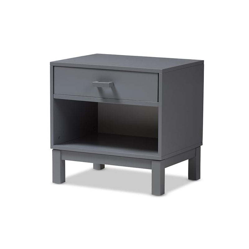 Baxton Studio Deirdre Modern and Contemporary Grey Wood 1-Drawer Nightstand