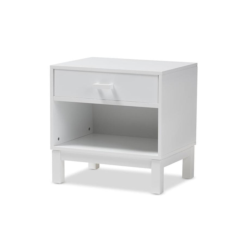 Deirdre Modern and Contemporary White Wood 1-Drawer Nightstand