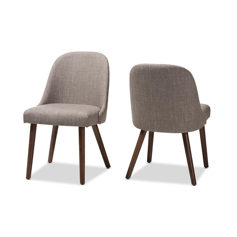 Light Grey Fabric Upholstered Walnut Finished Wood Dining Chair (Set of 2)